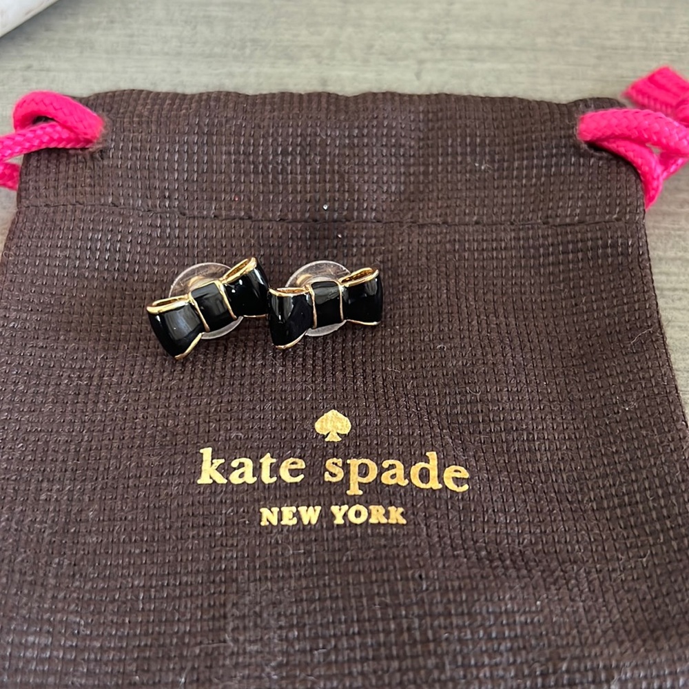 Kate Spade black and gold Bow Earrings